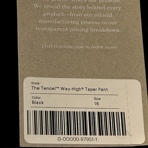 Everlane Tencel Way High Tapered Pant Buttersmooth Black Women 16 NWT No Stretch - Picture 12 of 12